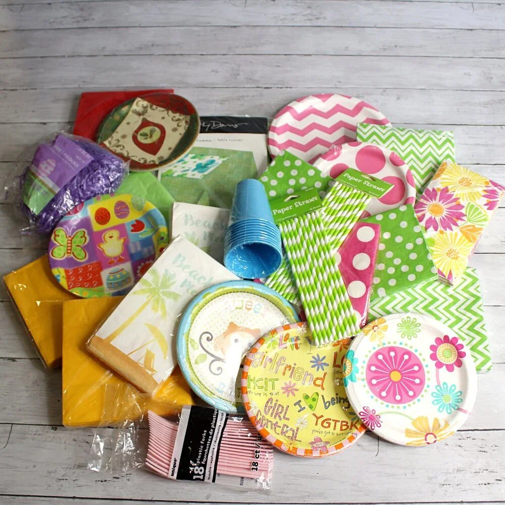 Party Paperware Lot Paper Plates Napkins Assorted Birthday Baby Mixed